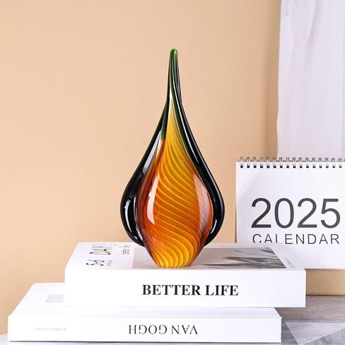 XMGZQ 9" Tall Hand Blown Glass Sculpture,Drop Glass Paperweight for Office Desk,Modern Art Figurines,Mediterranean Beach House Decor,Home Living Room Coffee Table Shelves Table Top (Orange) in Saudi Arabia