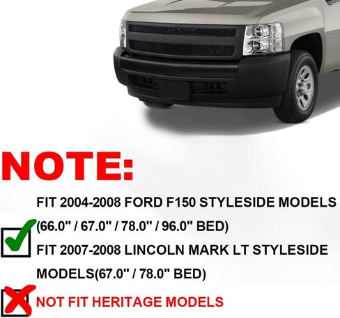 GRAND ORANGE Fender Flares نمط المصنع مناسب لـ 04-08 Ford F150 66.0 بوصة/67.0 بوصة/78.0 بوصة/96.0 بوصة طول السرير (غير مناسب للنماذج التراثية)، 07-08 لينكولن مارك LT واقي العجلة المزخرف 4 قطع حاجز مشاعل in Saudi Arabia