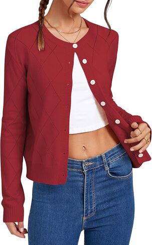Cakulo Womens Cropped Cardigan Sweaters Lightweight Open Front Knit Cardigans Fall Outfits Fashion Clothes 2025 in Saudi Arabia