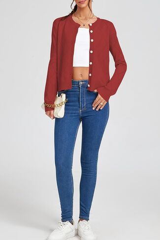 Cakulo Womens Cropped Cardigan Sweaters Lightweight Open Front Knit Cardigans Fall Outfits Fashion Clothes 2025 in Saudi Arabia