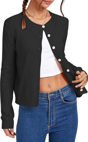 Cakulo Womens Cropped Cardigan Sweaters Lightweight Open Front Knit Cardigans Fall Outfits Fashion Clothes 2025 in Saudi Arabia