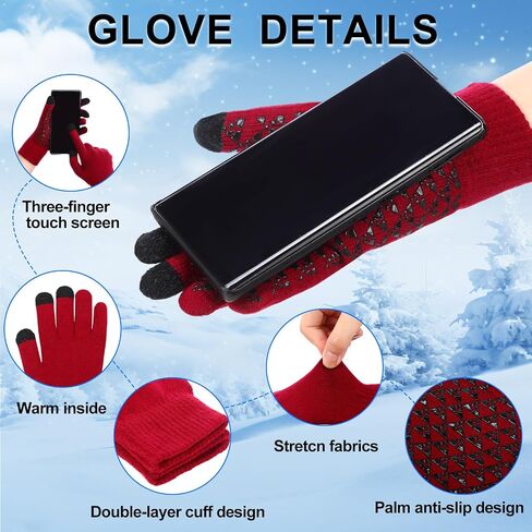 Geyoga 4 Pack Winter Hats for Men Beanie and Gloves Set, Winter Slouchy Beanie Hat Warm Gloves Lined Knit Thick in Saudi Arabia