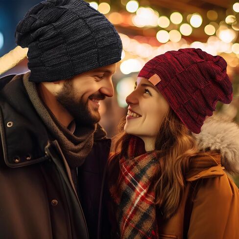 Geyoga 4 Pack Winter Hats for Men Beanie and Gloves Set, Winter Slouchy Beanie Hat Warm Gloves Lined Knit Thick in Saudi Arabia