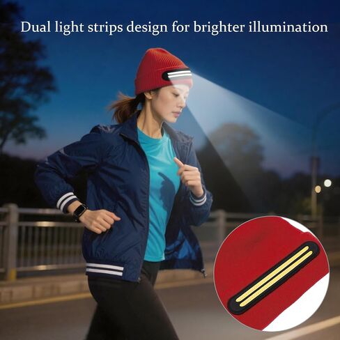 Beanie with Light, 230° Wide Beam Unisex USB Rechargeable, Headlamp Beanie Winter Knitted Cap Gifts for Men Dad Husband Him (Black) in Saudi Arabia