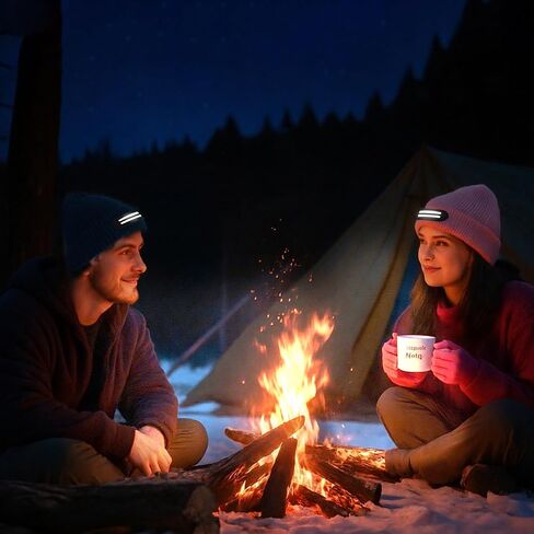 Beanie with Light, 230° Wide Beam Unisex USB Rechargeable, Headlamp Beanie Winter Knitted Cap Gifts for Men Dad Husband Him (Black) in Saudi Arabia