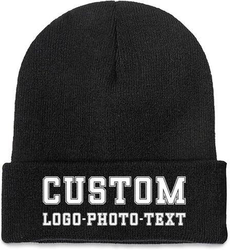 Custom Winter Beanies for Men Women,Personalized Knitted Beanie Hats with Image Text Logo - Skull Caps in Saudi Arabia