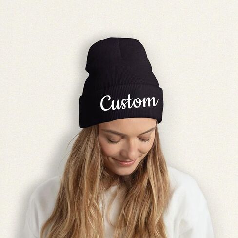 Custom Winter Beanies for Men Women,Personalized Knitted Beanie Hats with Image Text Logo - Skull Caps in Saudi Arabia