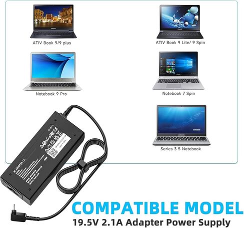 40W شاحن لـ Samsung ATIV Book 9: NP900X3C ، NP900X3D ، NP900X3E ، NP900X3K ، NP900X3G ، NP930X5J ، NP940X3L ، NP940X3K ، XE500C21 ، XE550C22 ، PA-1400 ، PA-2400 ، A13-040N2A مزود الطاقة المحول in Kuwait