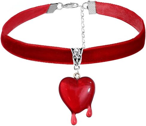 WCRAZYE Dropping Blood Heart Choker Necklace for Women Gothic Y2k Black Velvet Red Bleeding Bloody Hearts Pendent Choker Vampire Halloween Cosplay Party Costume Fashion Jewelry Gifts in Saudi Arabia