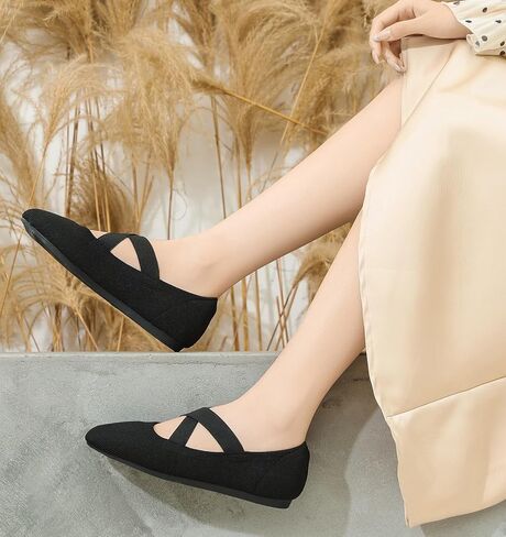 Flats for Women Round Toe Comfortable Casual Dressy Ballets Flat Shoes Womens Knit Dress Shoes Ballerina Flats for Work in Saudi Arabia