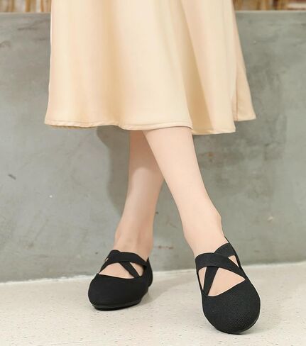 Flats for Women Round Toe Comfortable Casual Dressy Ballets Flat Shoes Womens Knit Dress Shoes Ballerina Flats for Work in Saudi Arabia