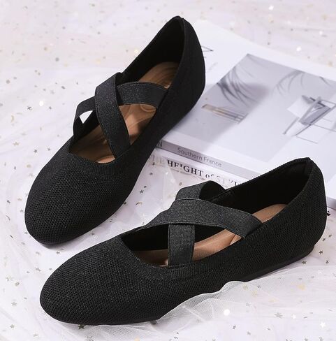 Flats for Women Round Toe Comfortable Casual Dressy Ballets Flat Shoes Womens Knit Dress Shoes Ballerina Flats for Work in Saudi Arabia