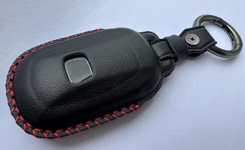 KAWIHEN Leather Key Fob Cover Compatible with Honda 2022 2023 Accord Civic EX EX-L Pilot Sport SI Touring HR-V CR-V (Black with red Stitching) in Saudi Arabia