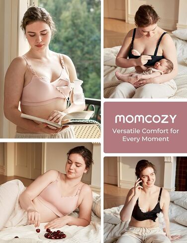 حمالة صدر Momcozy 4 في 1 بدون استخدام اليدين مع قماش تبريد ودعم شريط جيلي، حمالة صدر للرضاعة ومضخة الثدي للارتداء طوال اليوم in Saudi Arabia