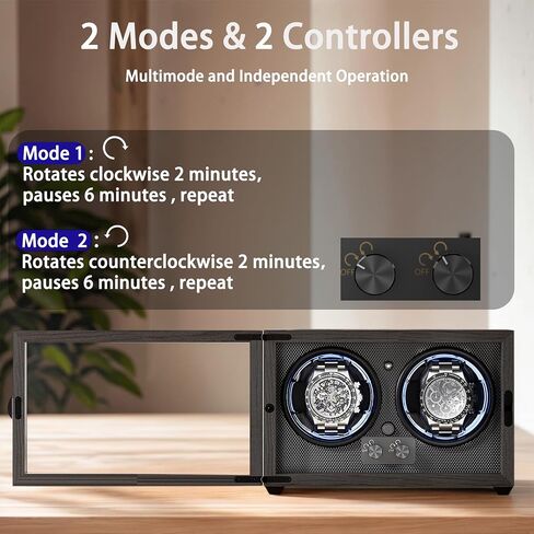 ALTIUS Watch Winder for Automatic Watches,Double Watch Winder Box, Automatic Watch Rotator with Quiet Motor and BLUE LED,Dual Rotation Modes Individual Control Watch Spinner, Gift for Man in Saudi Arabia