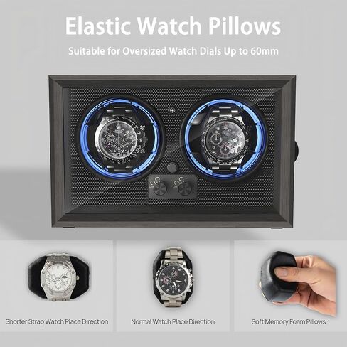 ALTIUS Watch Winder for Automatic Watches,Double Watch Winder Box, Automatic Watch Rotator with Quiet Motor and BLUE LED,Dual Rotation Modes Individual Control Watch Spinner, Gift for Man in Saudi Arabia