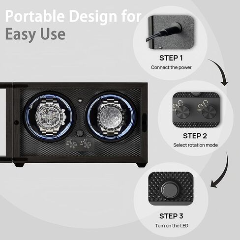 ALTIUS Watch Winder for Automatic Watches,Double Watch Winder Box, Automatic Watch Rotator with Quiet Motor and BLUE LED,Dual Rotation Modes Individual Control Watch Spinner, Gift for Man in Saudi Arabia