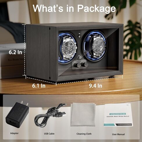 ALTIUS Watch Winder for Automatic Watches,Double Watch Winder Box, Automatic Watch Rotator with Quiet Motor and BLUE LED,Dual Rotation Modes Individual Control Watch Spinner, Gift for Man in Saudi Arabia