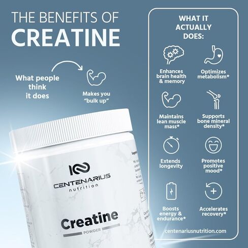 Centenarius Nutrition Creapure® Creatine Monohydrate Powder Supplement - Creatine for Women and Men - Unflavored Micronized Creatine Powder for Strength & Endurance in Saudi Arabia