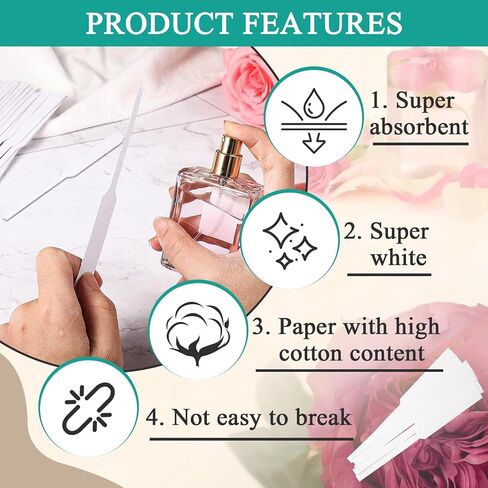 1000 Pieces Perfume Tester Strips - Perfume Blotter Essential Oils Paper Test Strips -Premium Fragrance Tester Strips for Scent Evaluation - Fragrance Strips for Aromatherapy & Spice Oils (White) in Kuwait