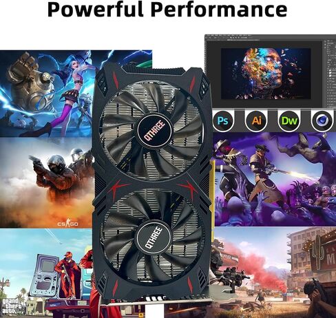 QTHREE Geforce GTX 750 4GB Graphics Card,GDDR5,128Bit,GPU Video Card for PC Gaming,PCI Express x16,HDMI, DVI, VGA,Dual Fans Cooling,Low Power in Kuwait