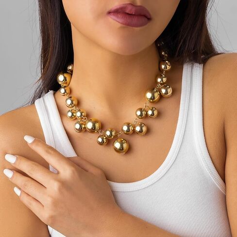 Pearl Choker Necklaces for Women Fake Pearl Necklace Big Chunky Pearl Necklace Gold Statement Necklace Party Bride Wedding Trendy Jewelry Gifts in Saudi Arabia