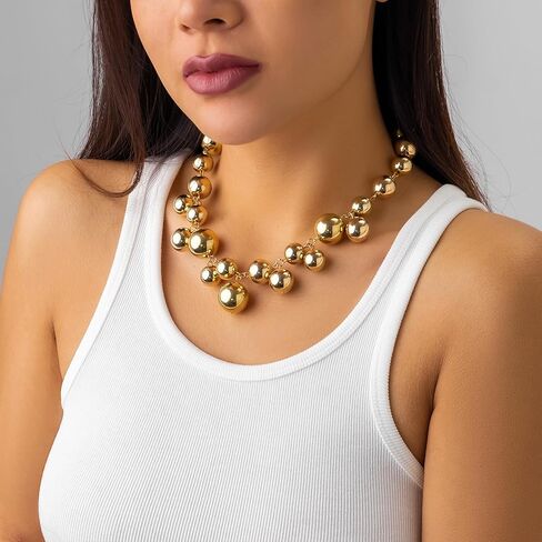 Pearl Choker Necklaces for Women Fake Pearl Necklace Big Chunky Pearl Necklace Gold Statement Necklace Party Bride Wedding Trendy Jewelry Gifts in Saudi Arabia