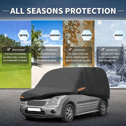 X AUTOHAUX غطاء سيارة في الهواء الطلق مقاوم للماء الشمس المطر الثلوج البرد حماية مع الجانب الأيسر باب سستة 210D-PU لفورد ترانزيت كونيكت in Saudi Arabia
