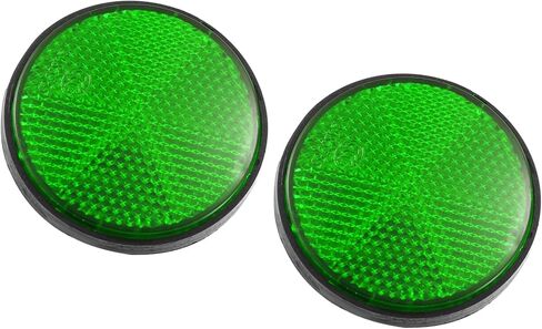 ACROPIX 2 Pcs 56mm Green Plastic Universal Round Reflective Warning Reflector with Adhesive Tape for Motorcycle Bike Car Parts in Saudi Arabia