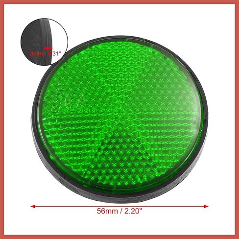 ACROPIX 2 Pcs 56mm Green Plastic Universal Round Reflective Warning Reflector with Adhesive Tape for Motorcycle Bike Car Parts in Saudi Arabia