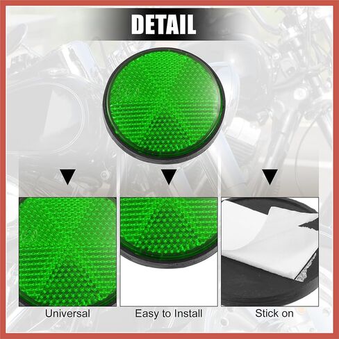 ACROPIX 2 Pcs 56mm Green Plastic Universal Round Reflective Warning Reflector with Adhesive Tape for Motorcycle Bike Car Parts in Saudi Arabia