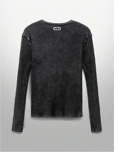 Men's Graphic Tees Ribbed Knit Long Sleeve Washed Fitted Top Crewneck Vintage T Shirts Streetwear in Saudi Arabia