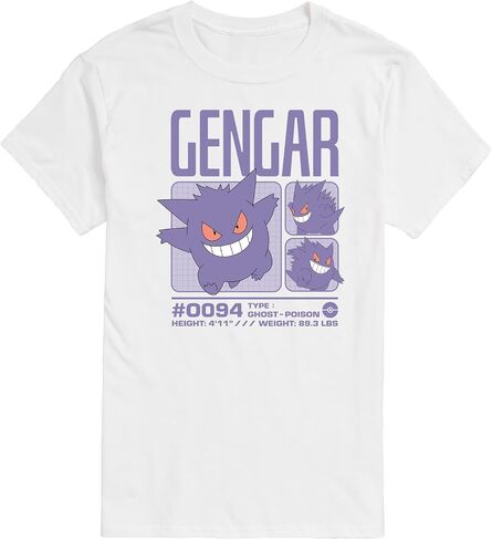 Pokémon - Pastel Gengar Stats - Men's Short Sleeve Graphic T-Shirt in Saudi Arabia