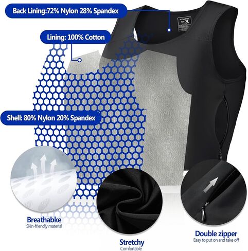 Wonababi Chest Binder Corsets, Flat Pro Trans Binder with Both Side Zipper in Saudi Arabia