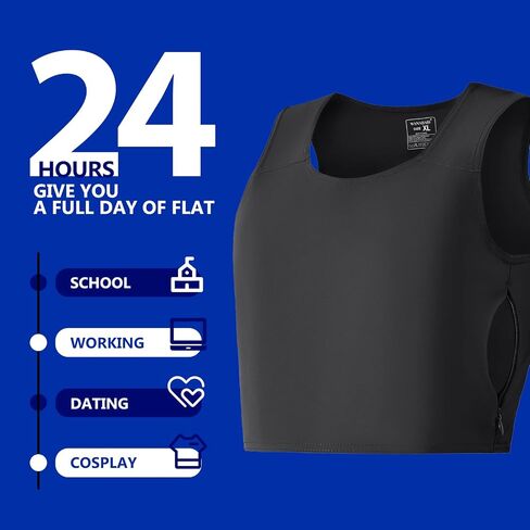 Wonababi Chest Binder Corsets, Flat Pro Trans Binder with Both Side Zipper in Saudi Arabia