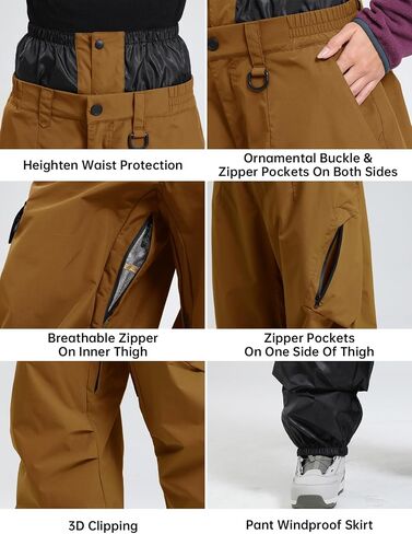 GSOU SNOW Mens Snow Pants Womens Baggy Snowboarding Ski Pant Loose Waterproof Windproof Insulated Outdoor Sport in Saudi Arabia