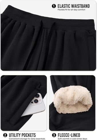 Men's Winter Fleece Joggers Sherpa Lined Sweatpants Active Running Outdoor Pants S-XXL in Kuwait