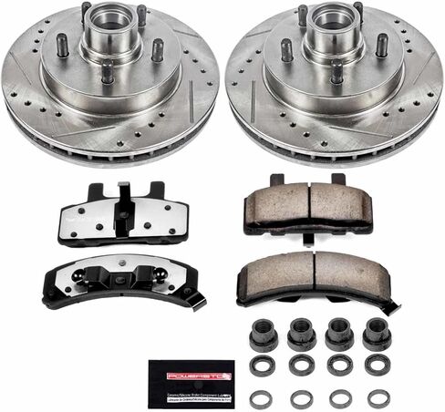 Power Stop Front Brake Kit For 1995 1996 1997 1998 1999 Chevrolet C1500 - Truck & Tow Carbon Fiber Ceramic Brake Pads & Drilled and Slotted Rotors Replacement, K1990-36 in Saudi Arabia