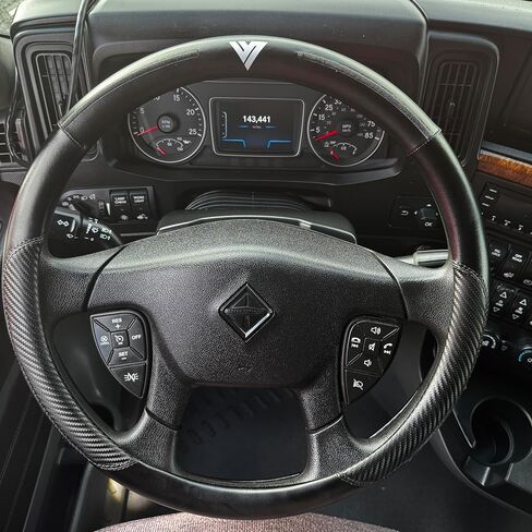 Steering Wheel Cover 18 inch Genuine Leather – Semi Truck – Durable, Non-Slip, Easy to Install, Comfortable Grip (Black Black) in Saudi Arabia