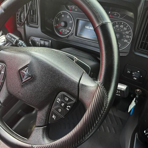Steering Wheel Cover 18 inch Genuine Leather – Semi Truck – Durable, Non-Slip, Easy to Install, Comfortable Grip (Black Black) in Saudi Arabia