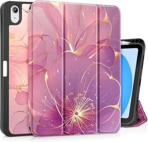 May Chen Case for M3 iPad Air 13 inch Cover with M2 Chip 2025 2024, Tablet Cases Trifold Stand + Pencil Holder + Auto Wake/Sleep + Soft TPU Protective Stand Back Cover, Dahlia Flower in Kuwait