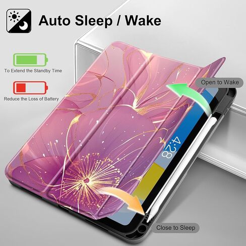 May Chen Case for M3 iPad Air 13 inch Cover with M2 Chip 2025 2024, Tablet Cases Trifold Stand + Pencil Holder + Auto Wake/Sleep + Soft TPU Protective Stand Back Cover, Dahlia Flower in Kuwait