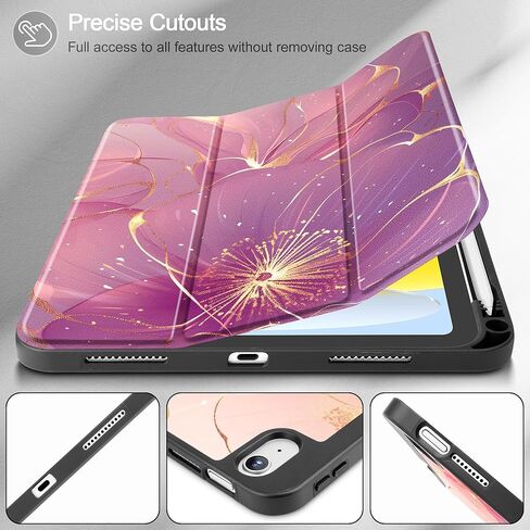 May Chen Case for M3 iPad Air 13 inch Cover with M2 Chip 2025 2024, Tablet Cases Trifold Stand + Pencil Holder + Auto Wake/Sleep + Soft TPU Protective Stand Back Cover, Dahlia Flower in Kuwait