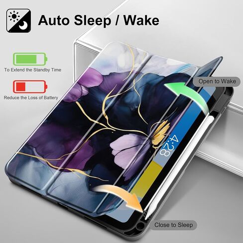 May Chen Case for M3 iPad Air 13 inch Cover with M2 Chip 2025 2024, Tablet Cases Trifold Stand + Pencil Holder + Auto Wake/Sleep + Soft TPU Protective Stand Back Cover, Dahlia Flower in Kuwait