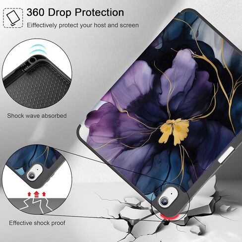 May Chen Case for M3 iPad Air 13 inch Cover with M2 Chip 2025 2024, Tablet Cases Trifold Stand + Pencil Holder + Auto Wake/Sleep + Soft TPU Protective Stand Back Cover, Dahlia Flower in Kuwait