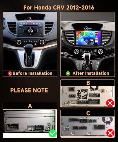 Car Radio for Honda CRV 2012 2013 2014 2015 2016, Rimoody Android 13 Car Stereo Wireless Carplay Android Auto 9 Inch Touch Screen Mirror Link Bluetooth FM/RDS GPS WiFi EQ SWC AHD Backup Camera in Saudi Arabia