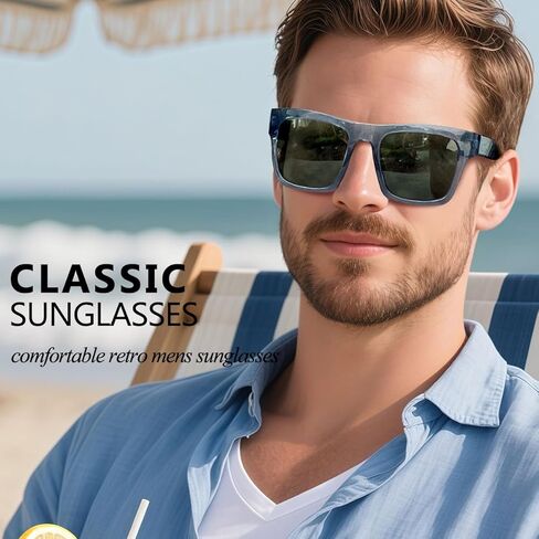 نظارات شمسية مربعة من Joopin Acetate للرجال مستقطبة للحماية من الأشعة فوق البنفسجية 400، نظارات شمسية عصرية كبيرة الحجم بظلال كلاسيكية للنساء in Kuwait