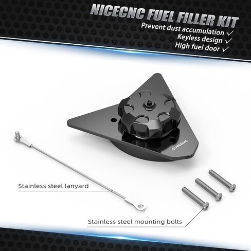 NICECNC Fuel Filler Keyless Fuel Door Fuel Neck Cap Cover Compatible with 690 Enduro/R & SMC/R 2008 2009 2010 2011 2012 2013 2014 2015 2016 2017 2018, with Stainless Steel Tethering Lanyard, Black in Saudi Arabia