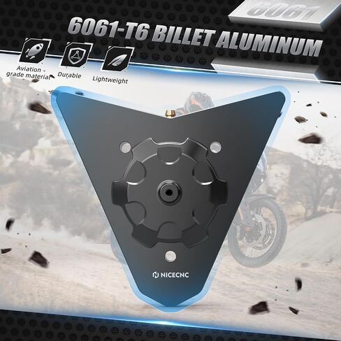 NICECNC Fuel Filler Keyless Fuel Door Fuel Neck Cap Cover Compatible with 690 Enduro/R & SMC/R 2008 2009 2010 2011 2012 2013 2014 2015 2016 2017 2018, with Stainless Steel Tethering Lanyard, Black in Saudi Arabia