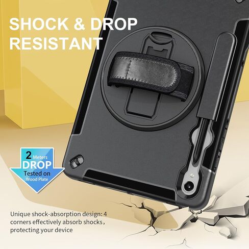 Galaxy Tab S10 Plus 2024/ S9 Plus Protective Carrying Case, Shockproof Rugged Case for Samsung Tab 12.4 inch with Kickstand/Hand Strap/Stylus Holder/Shoulder Belt, Black in Saudi Arabia